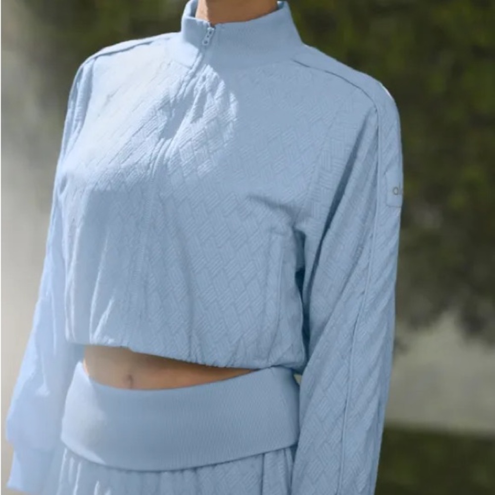 Alo Yoga Cropped Doubles Only Full Zip Jacket Seashell Blue S